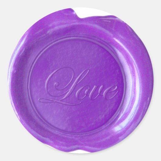 Faux wax-zegels - Paars script - Love Ronde Sticker (Voorkant)