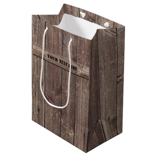 Faux Weathered Barn Wood Boards Medium Cadeauzakje (Voorkant Gekanteld)