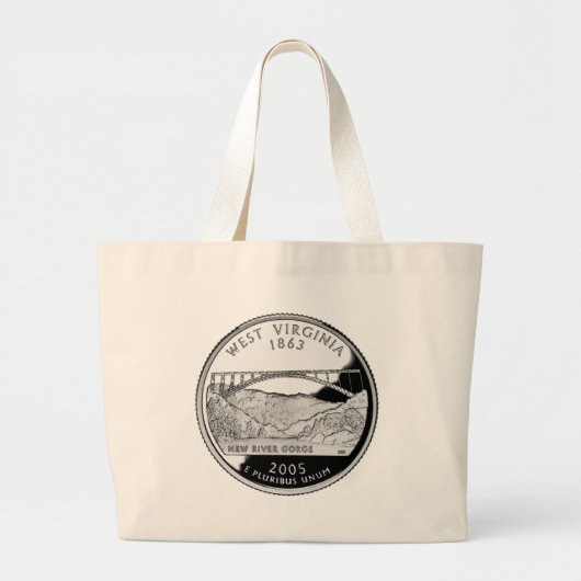 Faux West Virginia State Quarter Grote Tote Bag (Voorkant)