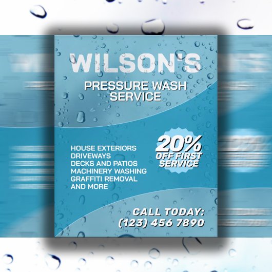 Faux wet water drops pressure wash Flyer