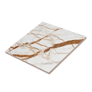 Faux White Brown Marble Stone Ceramic Tegel Tegeltje