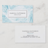 Faux White en Blue Marble Modern Visitekaartje (Voorkant / Achterkant)