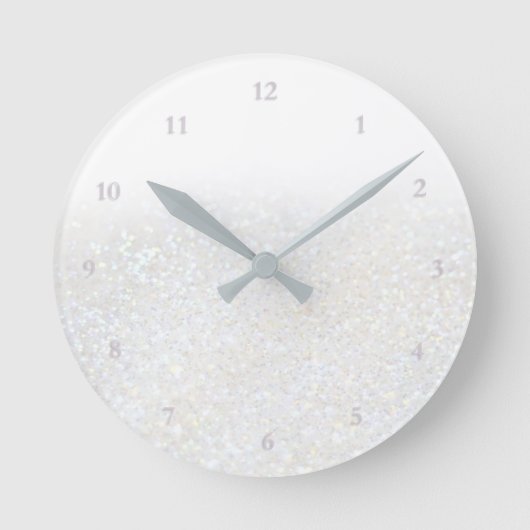 faux white glitter ronde klok (Voorkant)