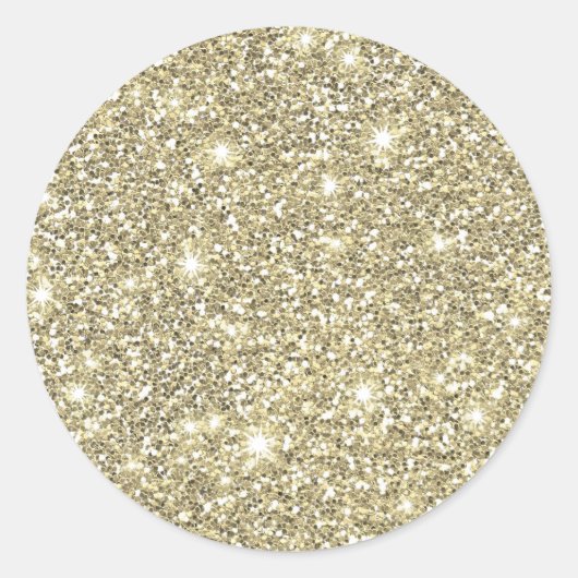 Faux White Gold Glitter Elegant Chic Ronde Sticker (Voorkant)
