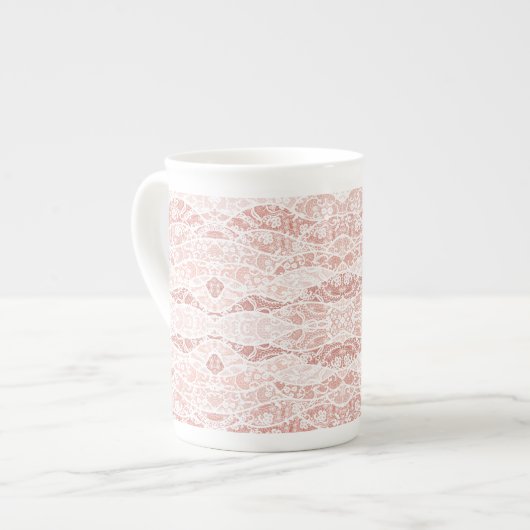 Faux White Lace Fishnet Mugs Cadeau (Devant gauche)