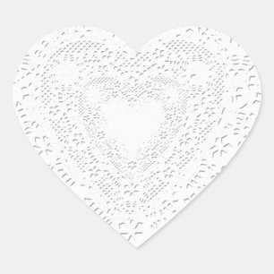 Faux White Lace-look Hart Sticker