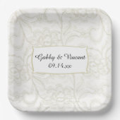 Faux White Lace Wedding Papieren Bordje (Voorkant)
