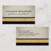 Faux White Leather Glitter en patronen Visitekaartje (Voorkant / Achterkant)