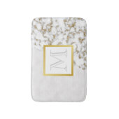 Faux White Leather Marble Monogram Badmat (Voorkant Verticaal)