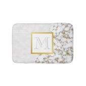 Faux White Leather Marble Monogram Badmat (Voorkant)