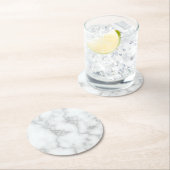 Faux White Marble Ronde Kartonnen Onderzetter (Insitu)