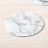 Faux White Marble Ronde Kartonnen Onderzetter (Gebogen)