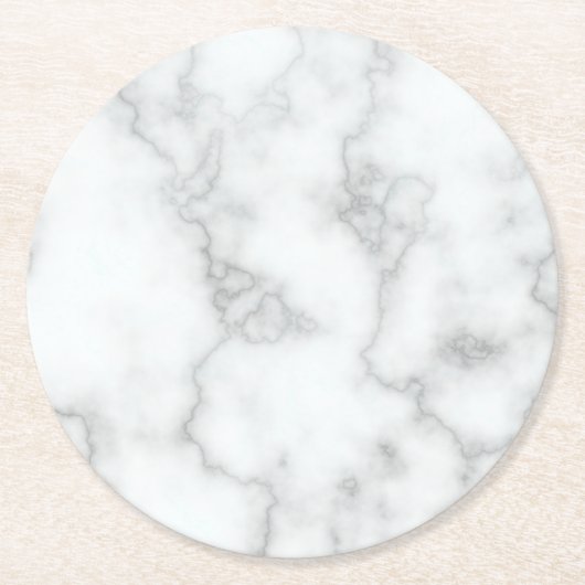 Faux White Marble Ronde Kartonnen Onderzetter (Voorkant)
