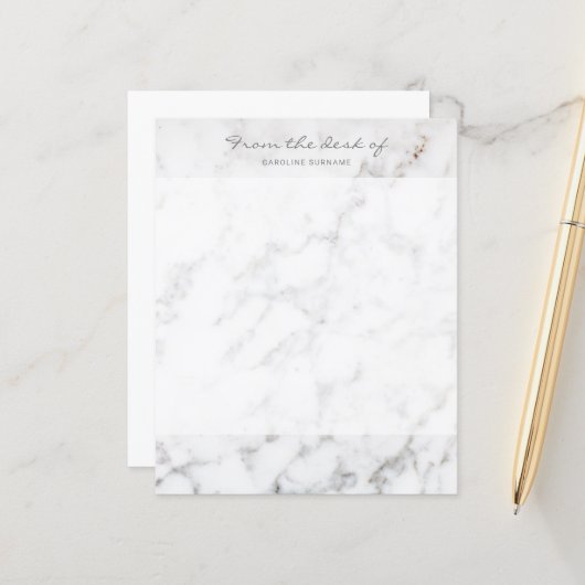 Faux White Marble Texture look-like & Custom Text (Voorkant / Achterkant in situ)