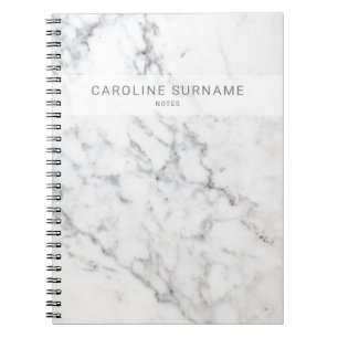 Faux White Marble Texture look-like & Custom Text Notitieboek