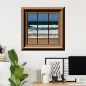 Faux Window Ocean Uitzicht Palm Beach Tropices Poster (Thuiskantoor)