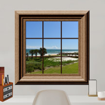 Faux Window Ocean Uitzicht Palm Beach Tropices