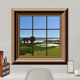 Faux Window Ocean Uitzicht Palm Beach Tropices Poster