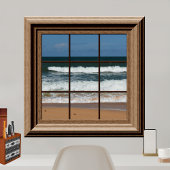 Faux Window Ocean Uitzicht Palm Beach Tropices Poster