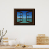 Faux Window Poster Aquamarine Ocean Scene Tranquil (Keuken)