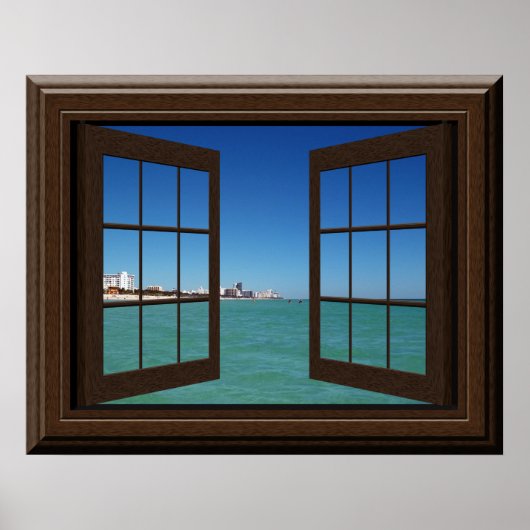 Faux Window Poster Aquamarine Ocean Scene Tranquil (Voorkant)