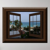 Faux Window Poster Peaceful Ocean Scene Tropical (Voorkant)