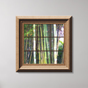 Faux Window Scene Bamboo Uitzicht Canvas Wall Art Afdruk