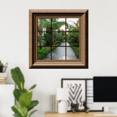 Faux Window Scene Lush Tropical Landscape Uitzicht Poster (Thuiskantoor)