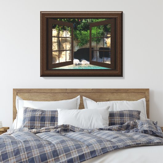 Faux Window Scene Watergrot Vreedzaam Ontspannen Canvas Afdruk (Insitu (Slaapkamer))