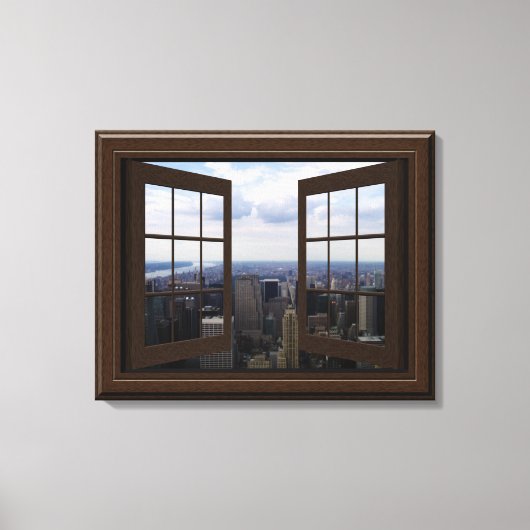 Faux Window Uitzicht Empire State Building NYC Can Canvas Afdruk (Voorkant)