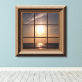 Faux Window Uitzicht Ocean Sunset Canvas Wall Art Afdruk (Insitu (Houten vloer))