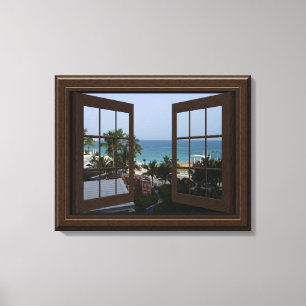 Faux Window Uitzicht Peaceful Ocean Scene Tropical Canvas Afdruk