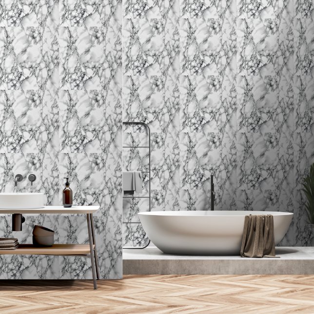 Faux wit marmeren steen behang (Badkamer)