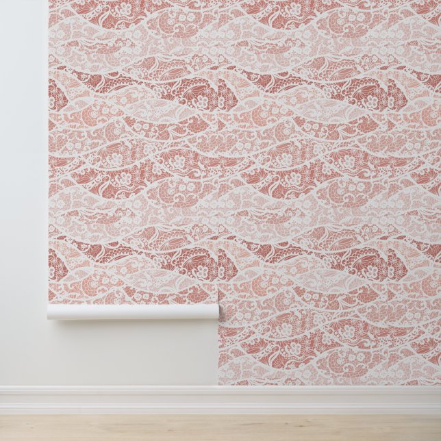 Faux witte kant aangepaste kleur behang (Applicatie)