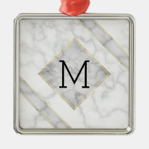 Faux witte marmer en beige albast met monogram