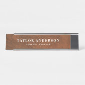 Faux Wood Background Personalized Name Bord Bureau Naambordje (Voorkant)