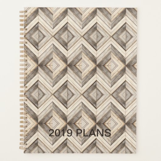Faux Wood Chevron Stripes Modern Planner (Voorkant)