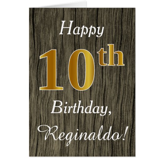 Faux Wood, Faux Gold 10e anniversaire + Nom person (Devant)