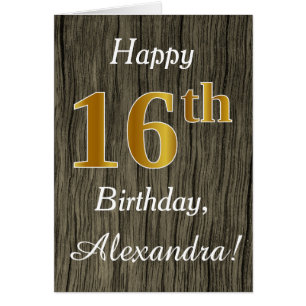 Faux Wood, Faux Gold 16e anniversaire + Nom person
