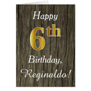 Faux Wood, Faux Gold 6e anniversaire + Nom personn