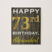Faux Wood, Faux Gold 73rd Birthday + Eigen naam Legpuzzel (Verticaal)