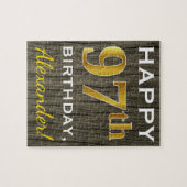 Faux Wood, Faux Gold 97th Birthday + Eigen naam Legpuzzel (Horizontaal)