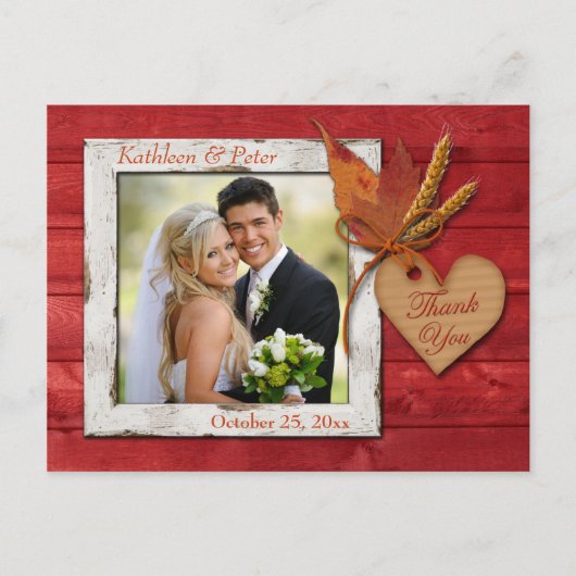 FAUX Wood, Feuille, carte postale Merci coeur (Devant)