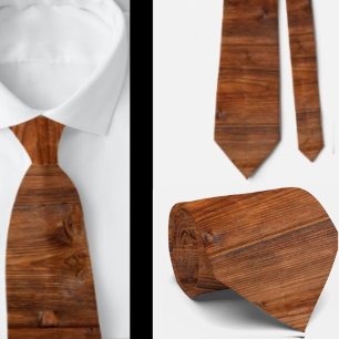 Faux Wood Grain Masculine Rustige Stropdas Necktie