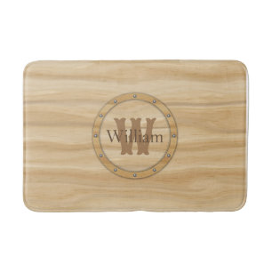 Faux Wood Grain Monogram Badmat