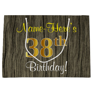 Faux Wood Kijk, Faux Gold 38th Birthday + naam Groot Cadeauzakje