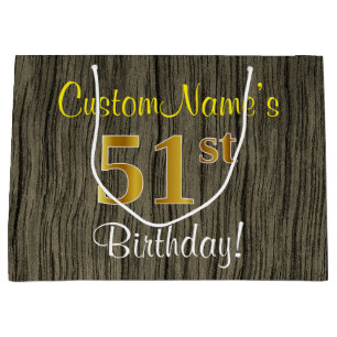 Faux Wood Kijk, Faux Gold 51st Birthday + Naam Groot Cadeauzakje