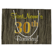 Faux Wood Look, Faux Gold 30ste verjaardag + naam Groot Cadeauzakje (Achterkant)