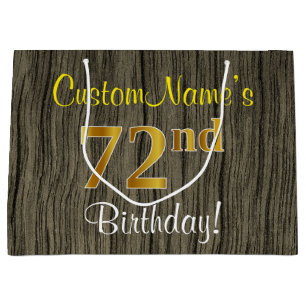 Faux Wood Look, Faux Gold 72e verjaardag + Naam Large Cadeauzakje