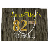 Faux Wood Look, Faux Gold 82e verjaardag + Naam Large Cadeauzakje (Achterkant)